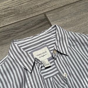 Forever 21 gray striped women small button up